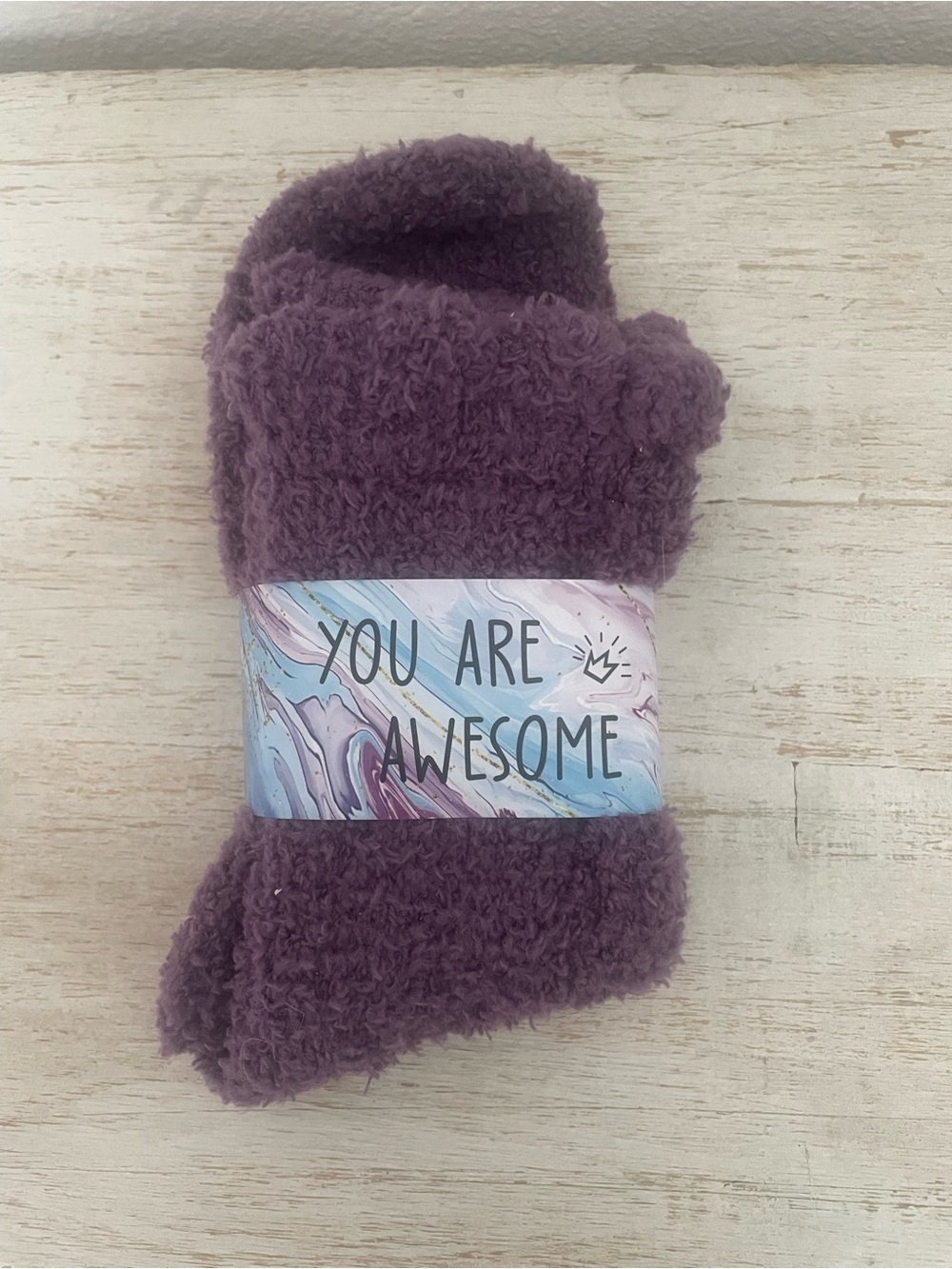 Cozy Plush Socks - Purple - You Are Awesome